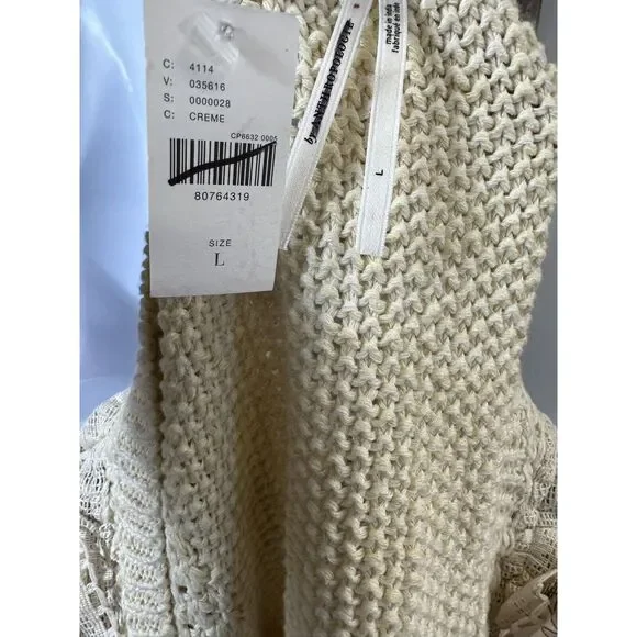 NWT | By Anthropologie Printed-Sleeve Ruffle Sweater Size Large - Picture 9 of 9